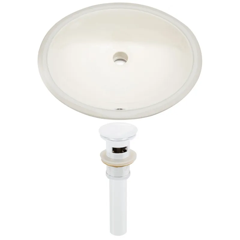 American Imaginations AI-24769 20" Biscuit Oval Ceramic Undermount Bathroom Sink Set In Demand