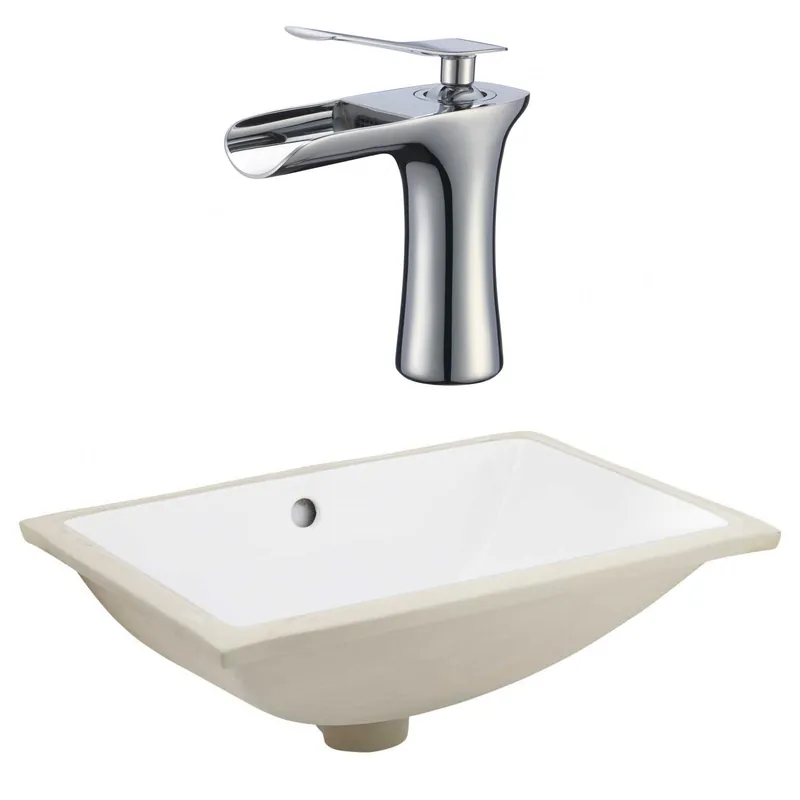 American Imaginations AI-23107 21" White Rectangular Ceramic Undermount Bathroom Sink Set Discount