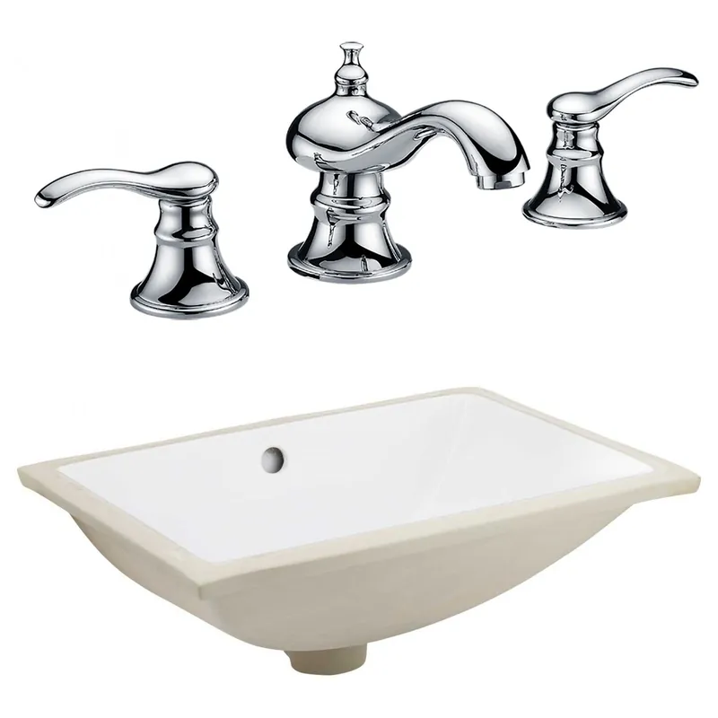 American Imaginations AI-23095 21" White Rectangular Ceramic Undermount Bathroom Sink Set Worldwide Shipping