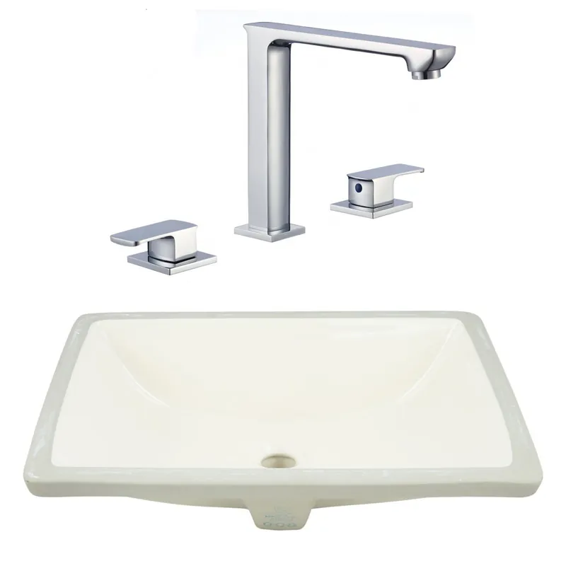 Top Pick American Imaginations AI-23090 21" Biscuit Rectangular Ceramic Undermount Bathroom Sink Set