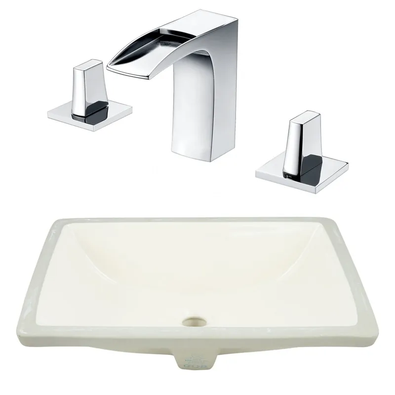 American Imaginations AI-23078 21" Biscuit Rectangular Ceramic Undermount Bathroom Sink Set Weekend Sale