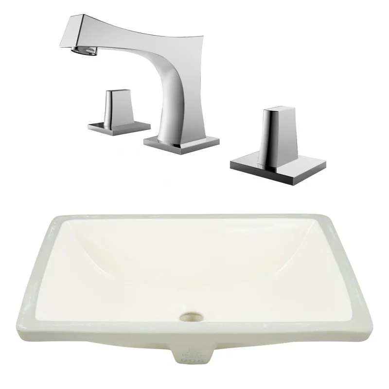 American Imaginations AI-23070 21" Biscuit Rectangular Ceramic Undermount Bathroom Sink Set Cheap