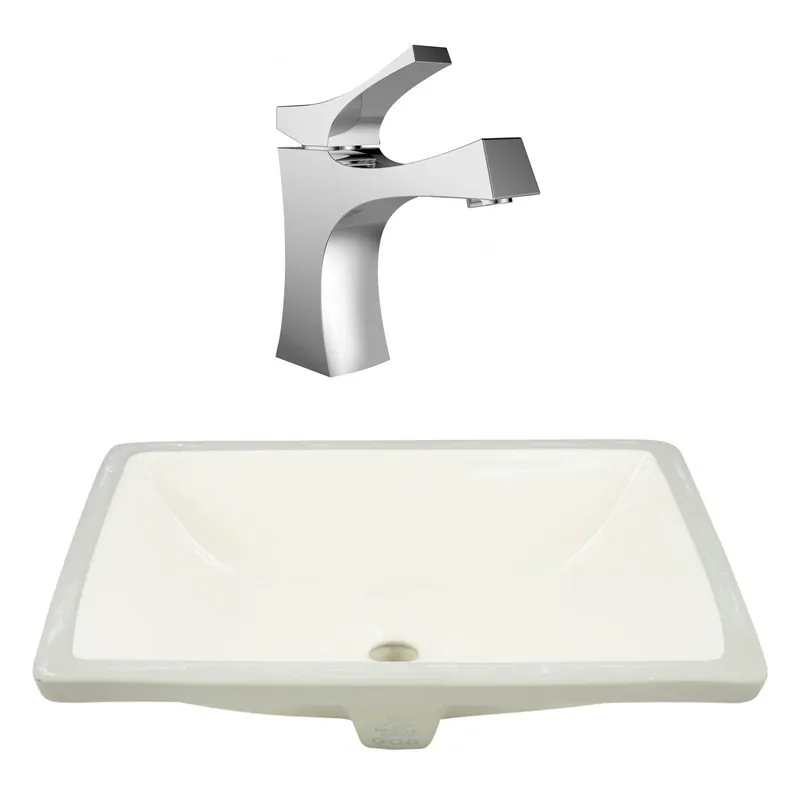 Modern American Imaginations AI-23069 21" Biscuit Rectangular Ceramic Undermount Bathroom Sink Set