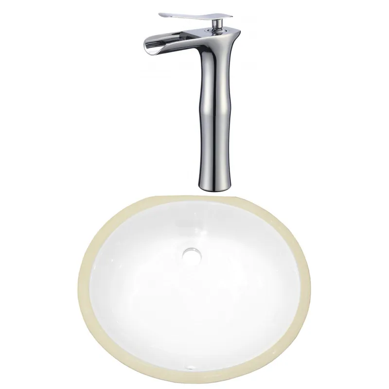 Certified American Imaginations AI-23064 17" White Oval Ceramic Undermount Bathroom Sink Set