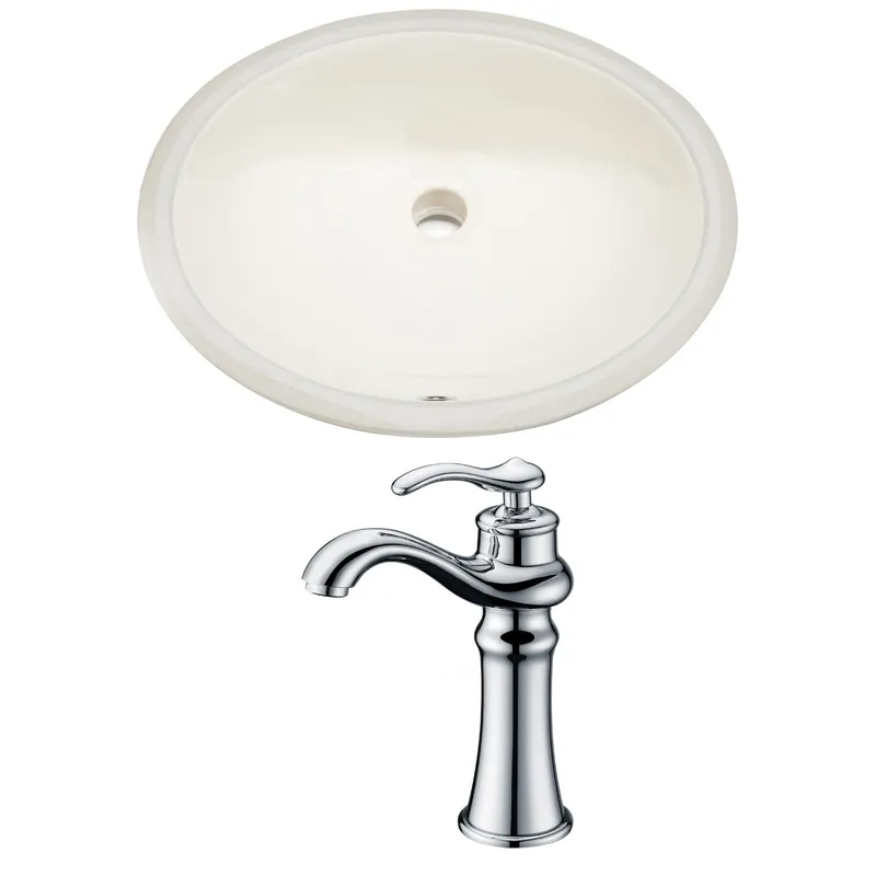 Original American Imaginations AI-22940 20" Biscuit Oval Ceramic Undermount Bathroom Sink Set