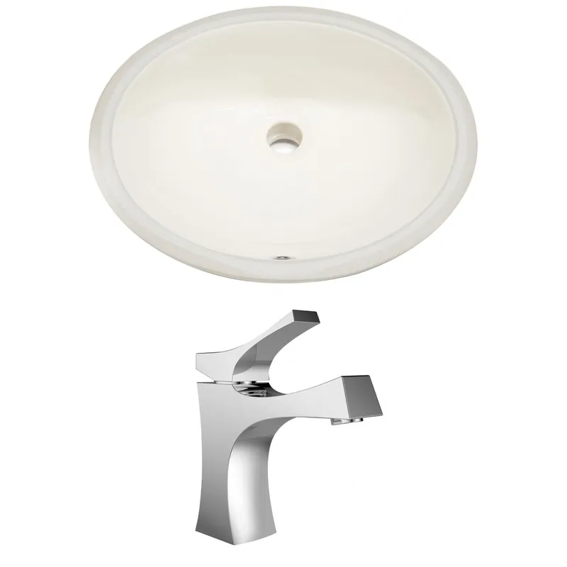 Instant Buy American Imaginations AI-22937 20" Biscuit Oval Ceramic Undermount Bathroom Sink Set