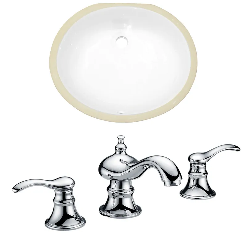 Original American Imaginations AI-22919 20" White Oval Ceramic Undermount Bathroom Sink Set