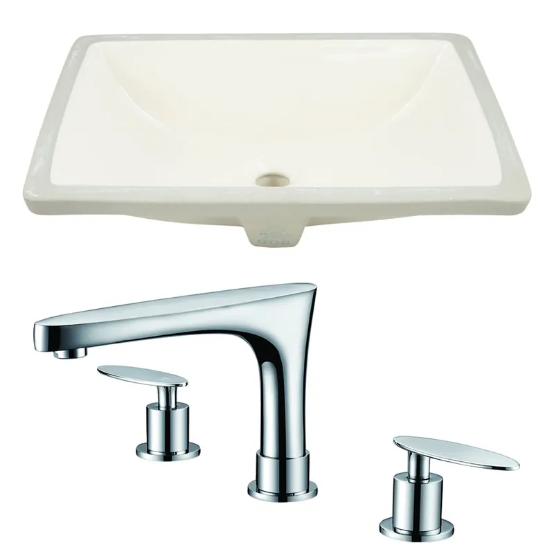 Best Seller American Imaginations AI-22899 18" Biscuit Rectangular Ceramic Undermount Bathroom Sink Set