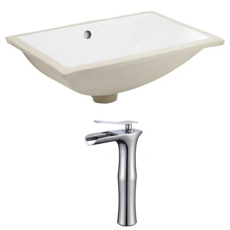 Luxury American Imaginations AI-22888 18" White Rectangular Ceramic Undermount Bathroom Sink Set