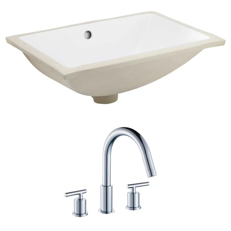 Time-Limited American Imaginations AI-22886 18" White Rectangular Ceramic Undermount Bathroom Sink Set