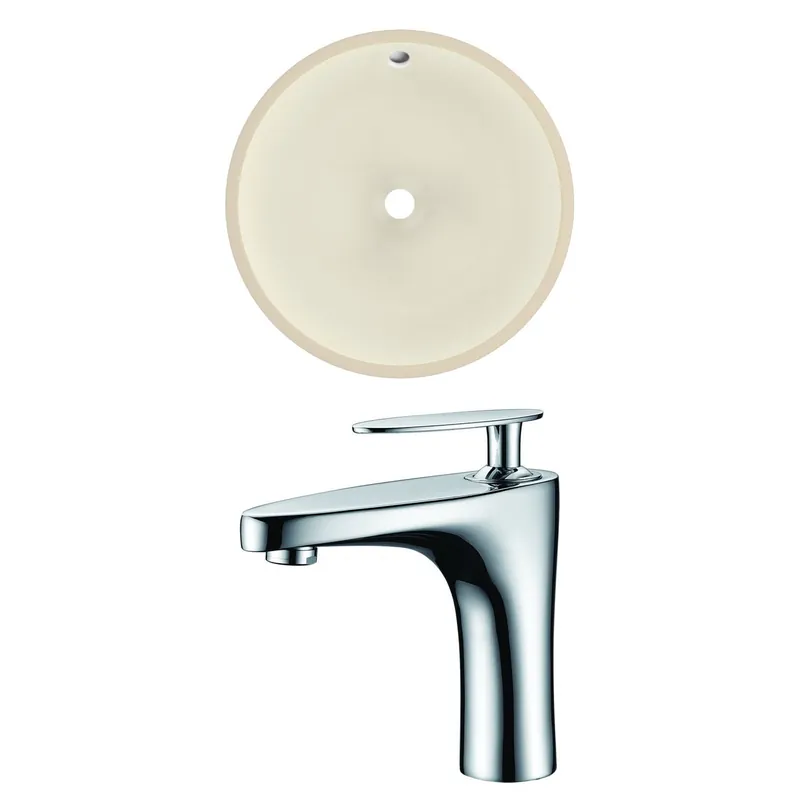 Trending American Imaginations AI-22854 16" Biscuit Round Ceramic Undermount Bathroom Sink Set