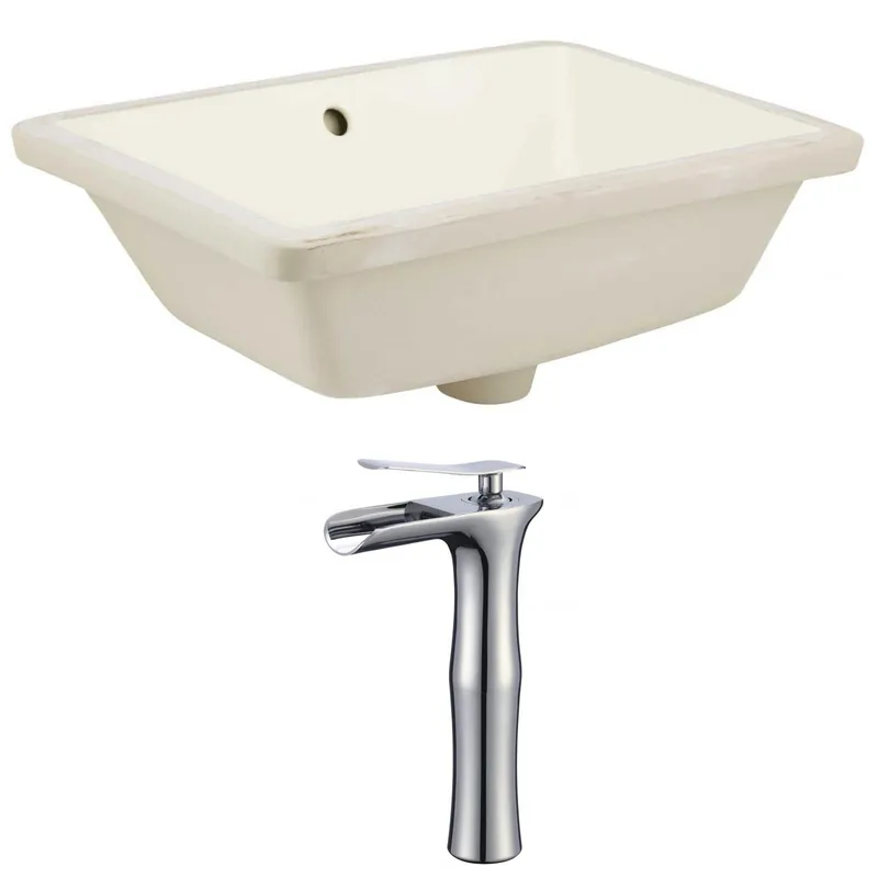 American Imaginations AI-22822 18" Biscuit Rectangular Ceramic Undermount Bathroom Sink Set High Quality