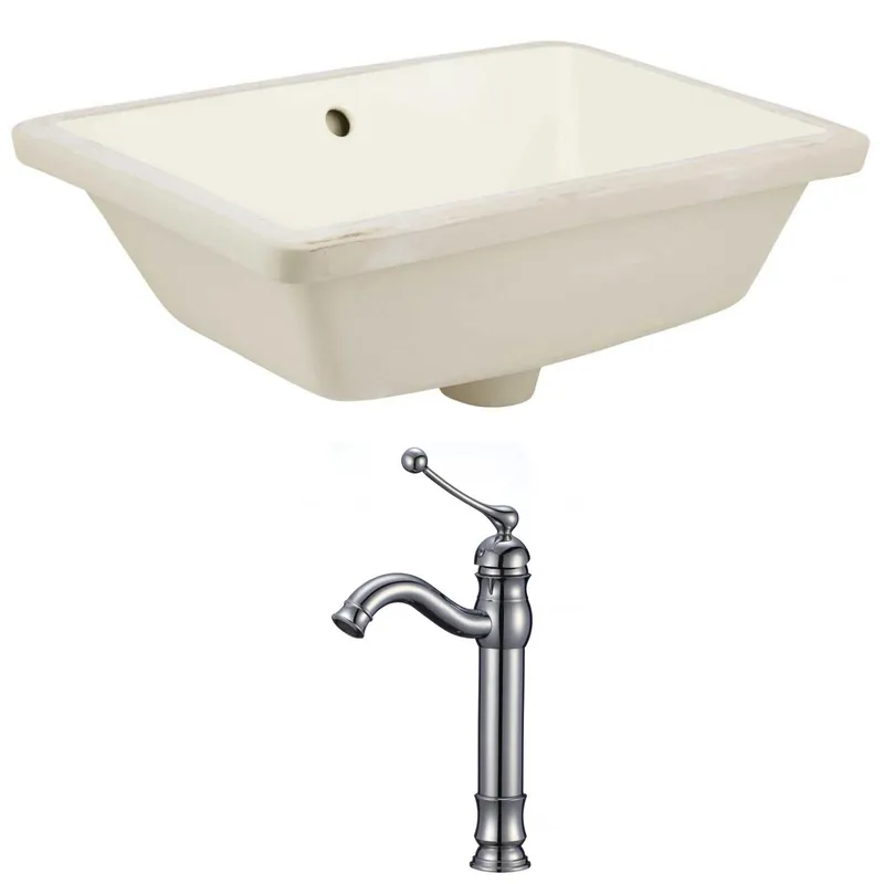 Authentic American Imaginations AI-22818 18" Biscuit Rectangular Ceramic Undermount Bathroom Sink Set