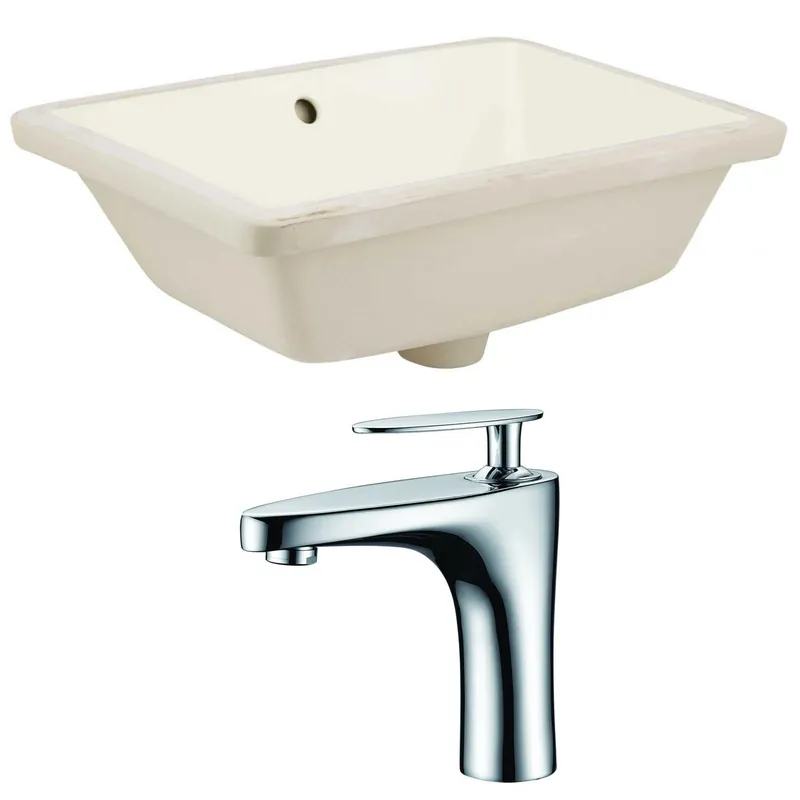 Don’t Miss Out American Imaginations AI-22810 18" Biscuit Rectangular Ceramic Undermount Bathroom Sink Set