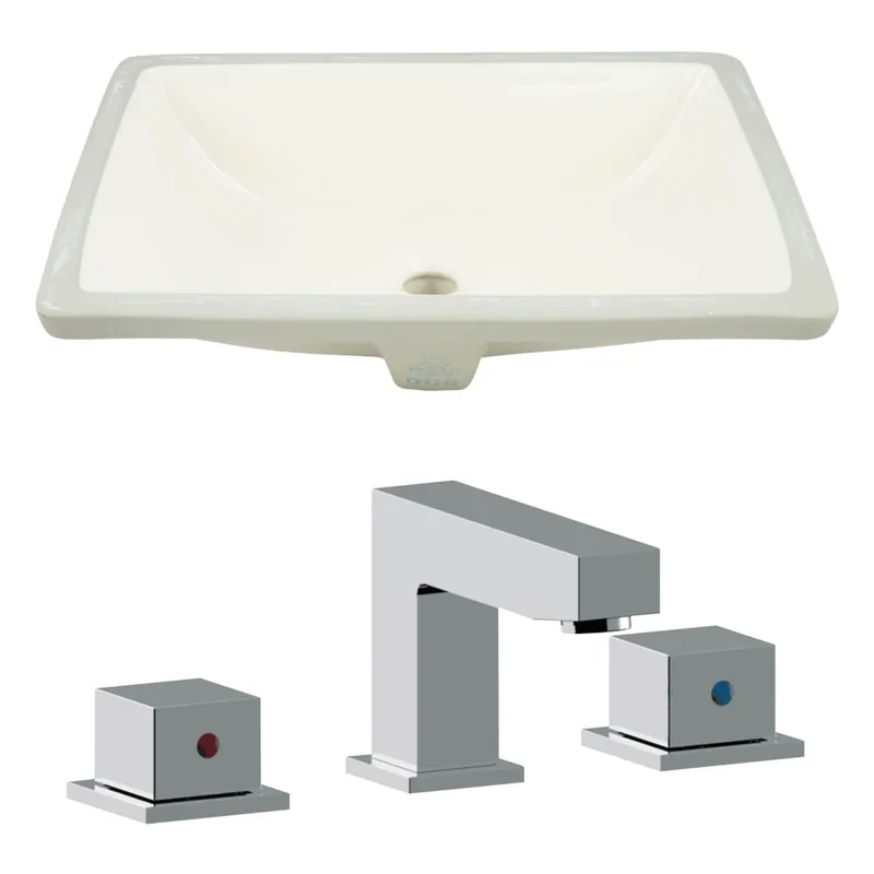 American Imaginations AI-22803 21" Biscuit Rectangular Ceramic Undermount Bathroom Sink Set Popular