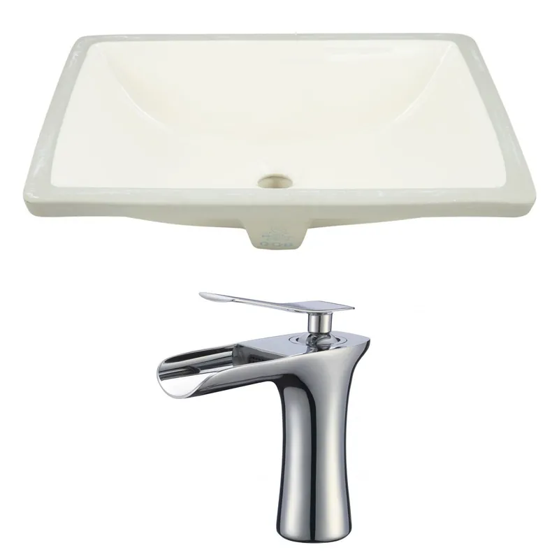 American Imaginations AI-22799 21" Biscuit Rectangular Ceramic Undermount Bathroom Sink Set Authentic