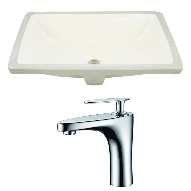 American Imaginations AI-22788 21" Biscuit Rectangular Ceramic Undermount Bathroom Sink Set Crafted