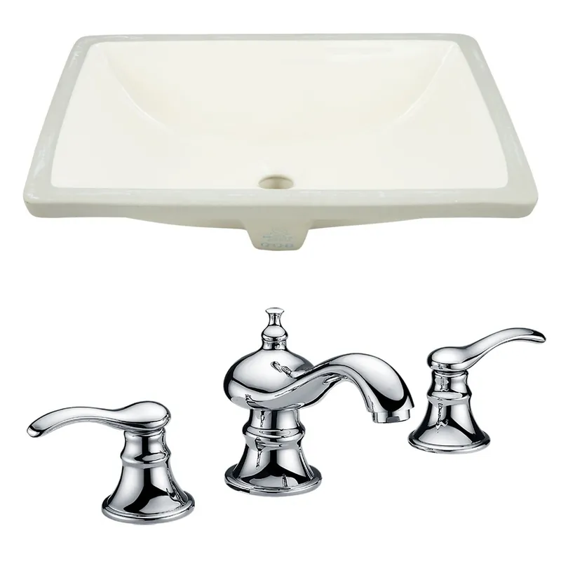 American Imaginations AI-22787 21" Biscuit Rectangular Ceramic Undermount Bathroom Sink Set Top Pick