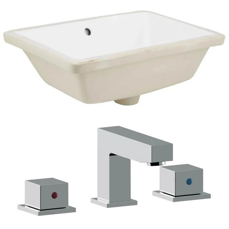 American Imaginations AI-22781 18" White Rectangular Ceramic Undermount Bathroom Sink Set Budget