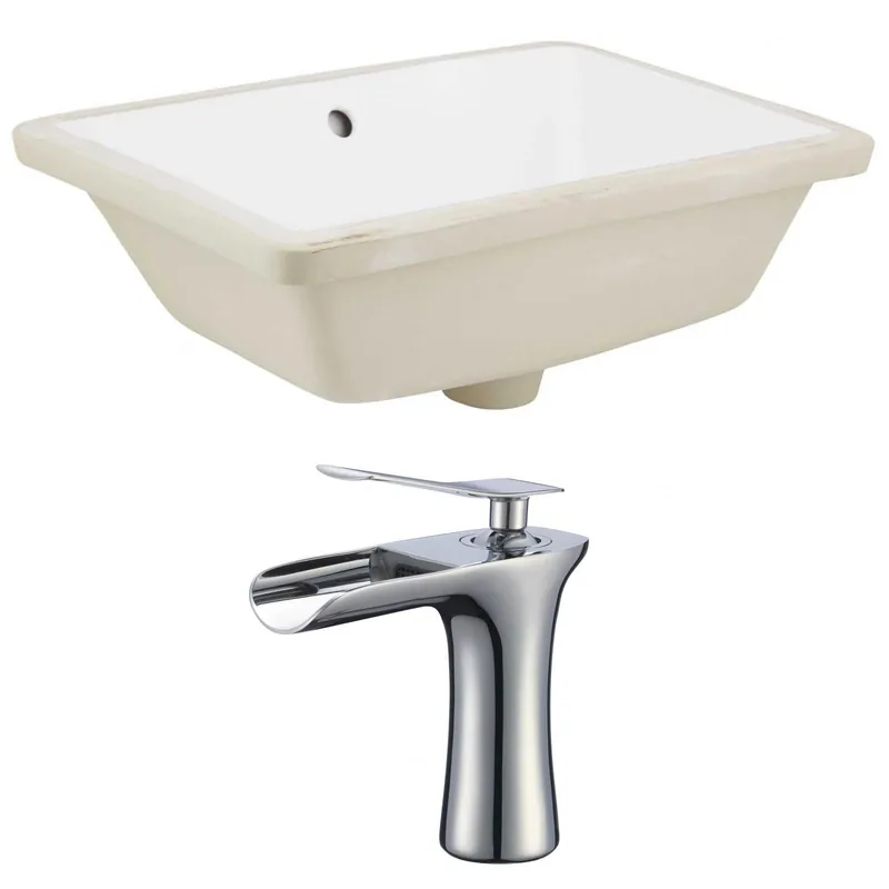 American Imaginations AI-22777 18" White Rectangular Ceramic Undermount Bathroom Sink Set Affordable