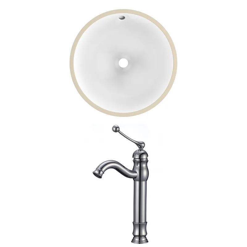 American Imaginations AI-22752 17" White Round Ceramic Undermount Bathroom Sink Set Special Discount
