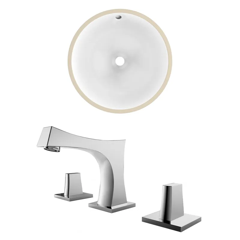 American Imaginations AI-22740 17" White Round Ceramic Undermount Bathroom Sink Set Genuine