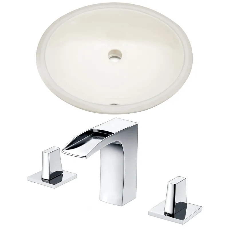 Special Offer American Imaginations AI-22704 20" Biscuit Oval Ceramic Undermount Bathroom Sink Set
