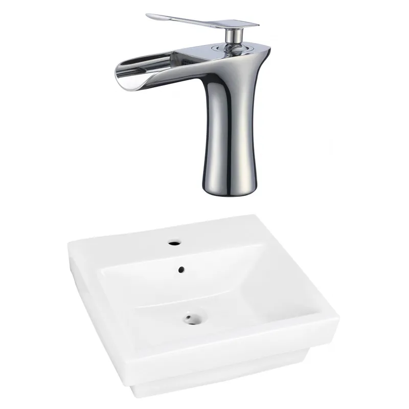 American Imaginations AI-22448 19" White Rectangular Ceramic Above Counter Bathroom Vessel Sink Set Price Drop