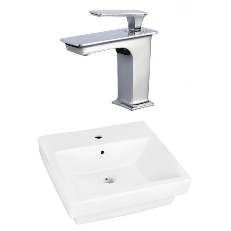 American Imaginations AI-22432 21" White Rectangular Ceramic Semi-Recessed Bathroom Vessel Sink Set Don’t Miss Out
