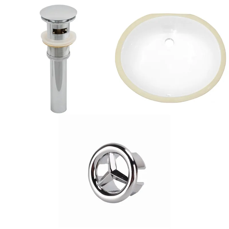 American Imaginations AI-20661 18" White Oval Ceramic Undermount Bathroom Sink Set New Release