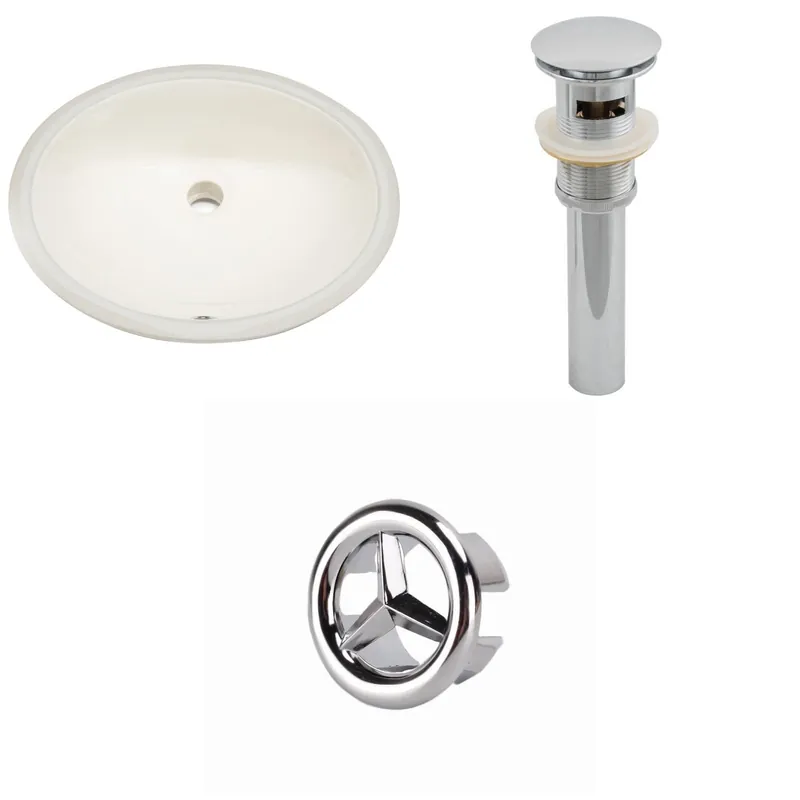 Low Price American Imaginations AI-20629 20" Biscuit Oval Ceramic Undermount Bathroom Sink Set
