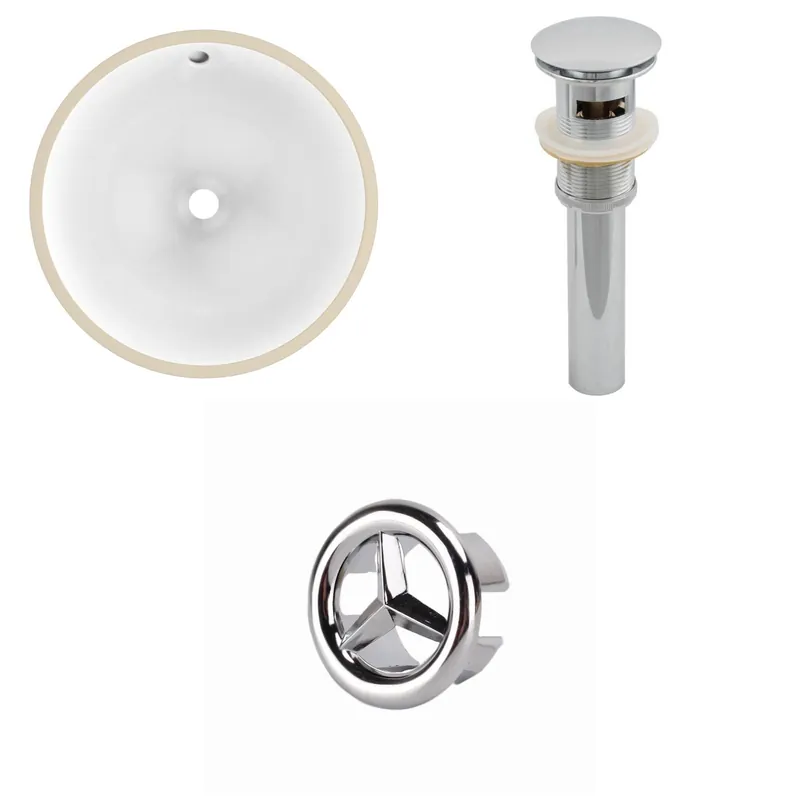 American Imaginations AI-20597 15" White Round Ceramic Undermount Bathroom Sink Set Warranty Included