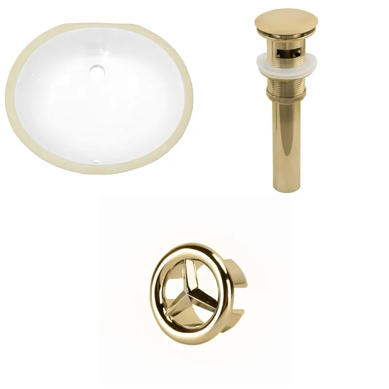 American Imaginations AI-20547 20" White Oval Ceramic Undermount Bathroom Sink Set Limited Edition