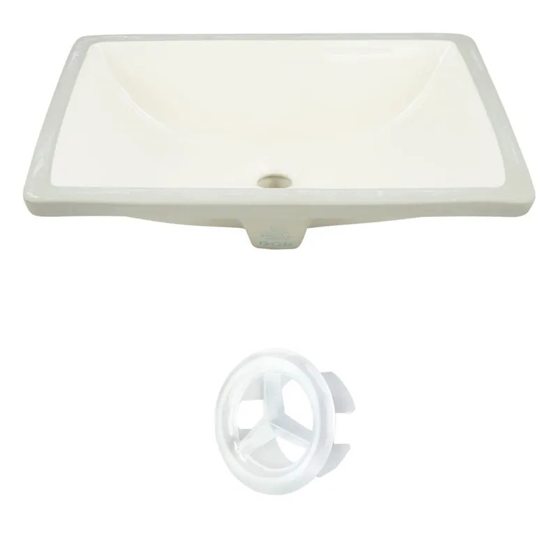 American Imaginations AI-20527 21" Biscuit Rectangular Ceramic Undermount Bathroom Sink Set Brand New
