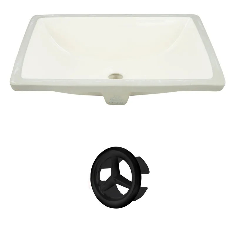 Luxury American Imaginations AI-20470 18" Biscuit Rectangular Ceramic Undermount Bathroom Sink Set