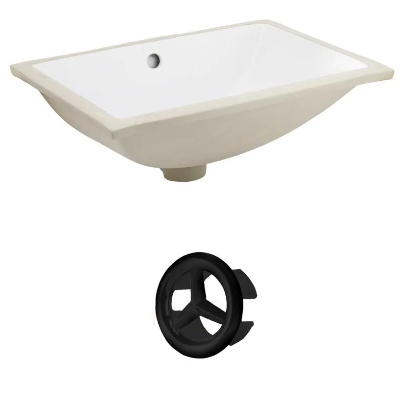 Luxury American Imaginations AI-20462 18" White Rectangular Ceramic Undermount Bathroom Sink Set