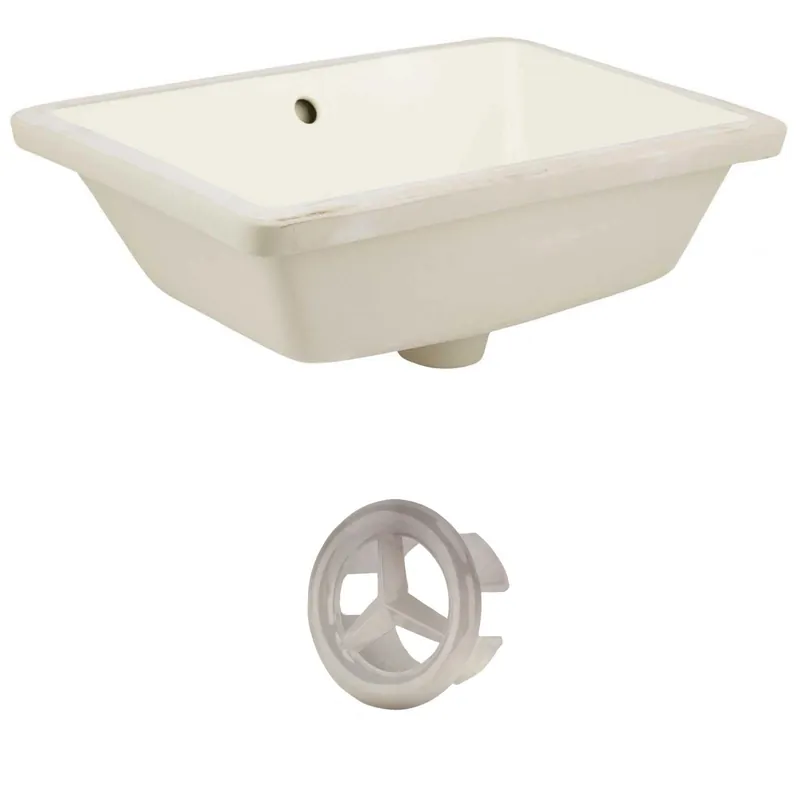 American Imaginations AI-20440 18" Biscuit Rectangular Ceramic Undermount Bathroom Sink Set Best Seller