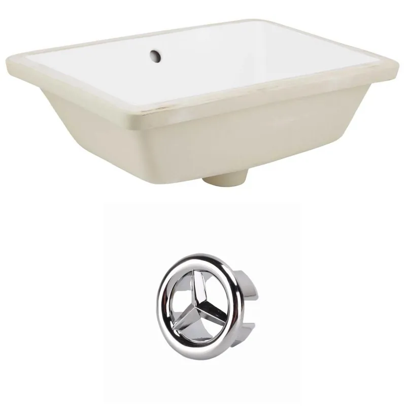 Genuine American Imaginations AI-20421 18" White Rectangular Ceramic Undermount Bathroom Sink Set