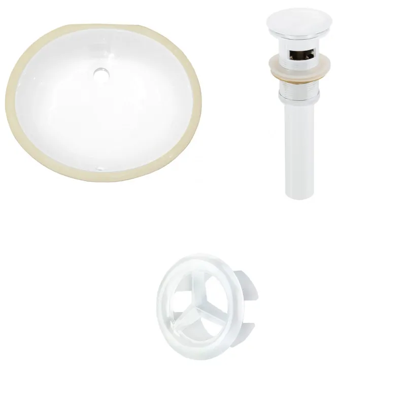 Same Day Shipping American Imaginations AI-20383 20" White Oval Ceramic Undermount Bathroom Sink Set