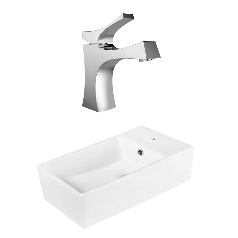 American Imaginations AI-18032 19" White Rectangular Ceramic Above Counter Bathroom Vessel Sink Set Must Have