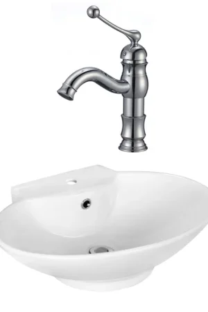 Affordable American Imaginations AI-17941 23" White Oval Ceramic Above Counter Bathroom Vessel Sink Set