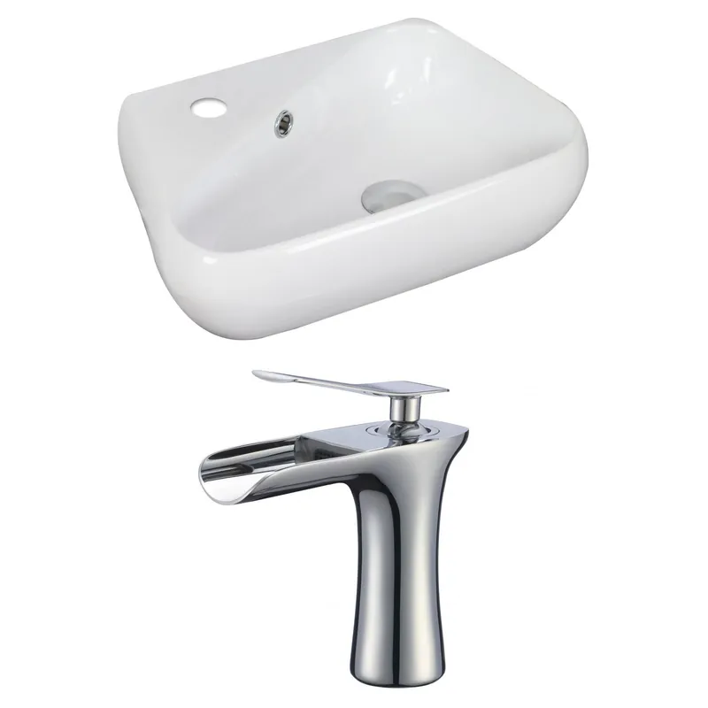 Direct From Factory American Imaginations AI-17917 18" White Unique Ceramic Above Counter Bathroom Vessel Sink Set