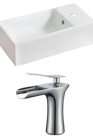 Affordable American Imaginations AI-17831 19" White Rectangular Ceramic Above Counter Bathroom Vessel Sink Set