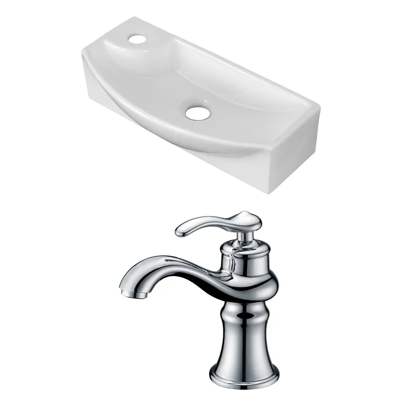 Authentic American Imaginations AI-15352 18" White Rectangular Ceramic Wall Mount Bathroom Vessel Sink Set