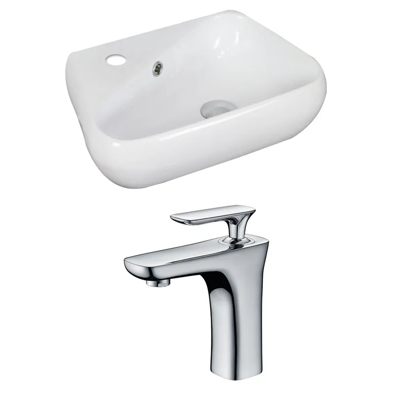 Direct From Manufacturer American Imaginations AI-15319 18" White Unique Ceramic Above Counter Bathroom Vessel Sink Set