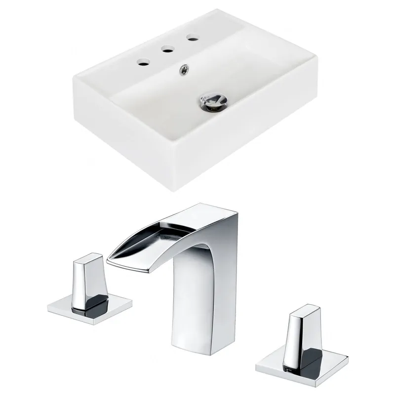 Limited Time American Imaginations AI-15240 20" White Rectangular Ceramic Wall Mount Bathroom Vessel Sink Set