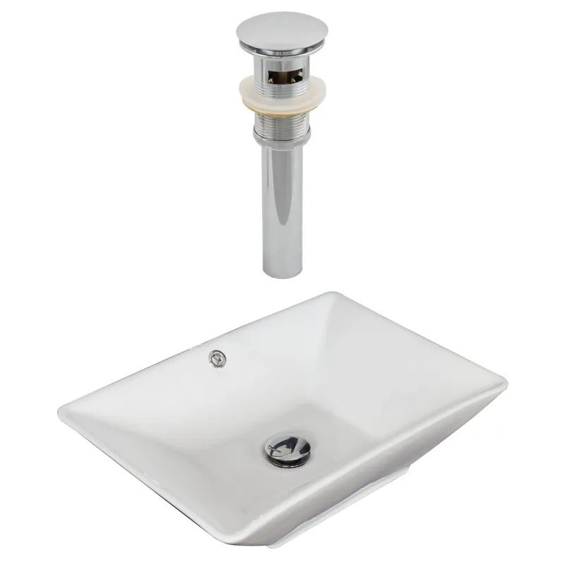 American Imaginations AI-14903 22" White Rectangular Ceramic Above Counter Bathroom Vessel Sink Set Flash Sale