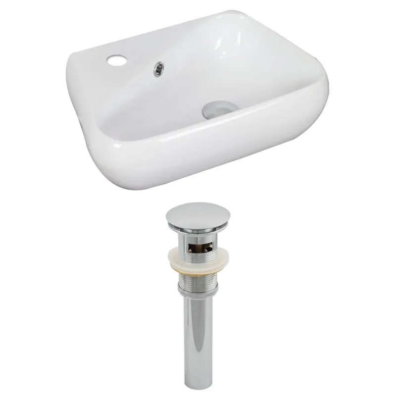 Price Cut American Imaginations AI-14866 18" White Unique Ceramic Above Counter Bathroom Vessel Sink Set