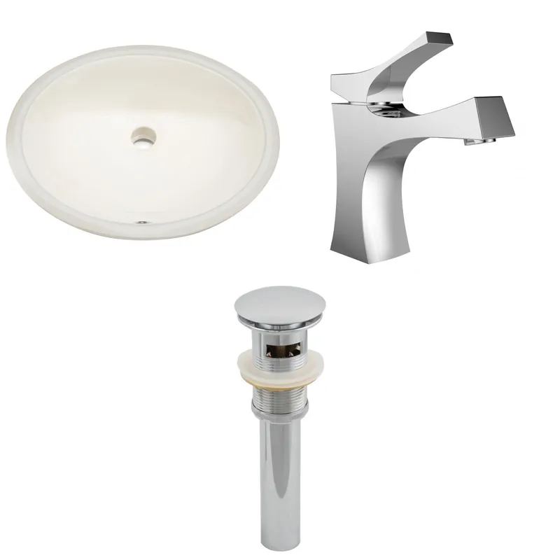 American Imaginations AI-13240 20" Biscuit Oval Ceramic Undermount Bathroom Sink Set Latest