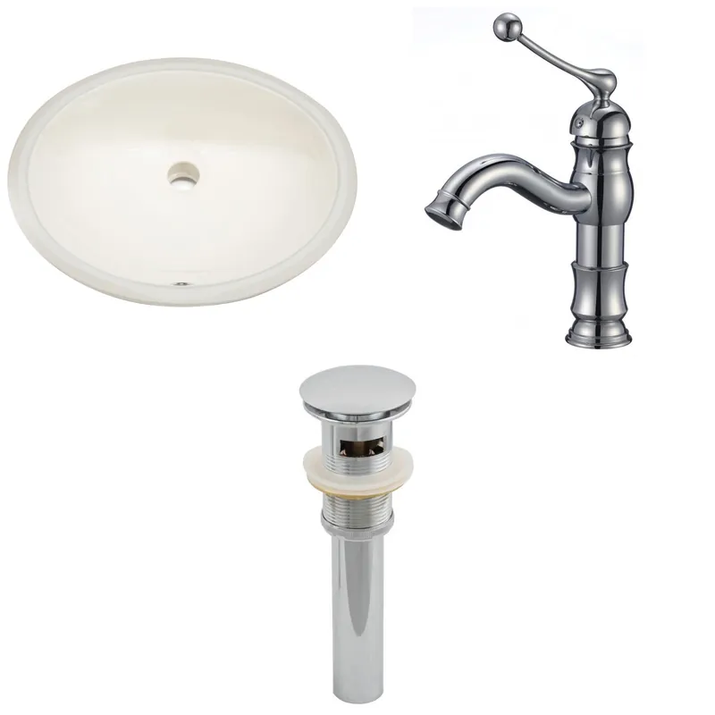 American Imaginations AI-13157 20" Biscuit Oval Ceramic Undermount Bathroom Sink Set Holiday Sale